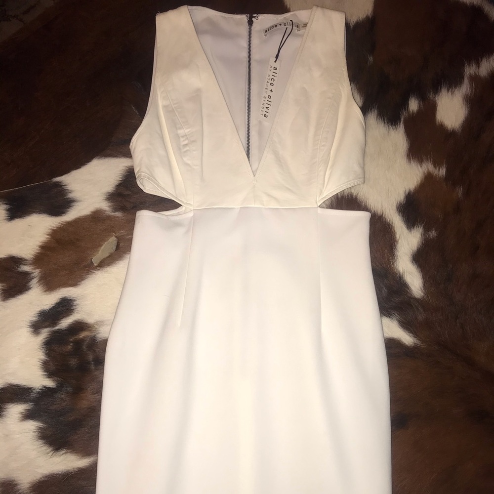 White leather cut out Alice + Olivia dress